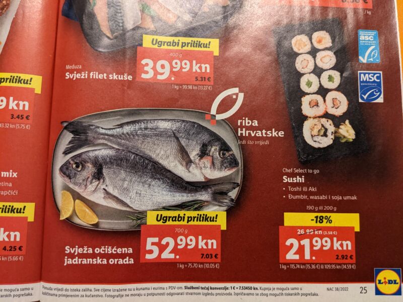 クロアチア　スーパーの価格